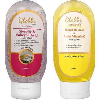                       GLOBUS NATURALS Glycolic Acid & Vitamin C Face Wash Combo Pack 200ml                                              