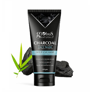                       GLOBUS NATURALS Activated Charcoal Face Wash Enriched With Tea-TreeAnti-PollutionAnti-Acne 100g                                              