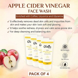                      GLOBUS NATURALS Apple Cider Vinegar Face wash 100 ml (Pack of 4) 400ml                                              