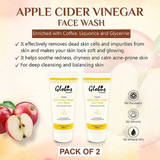                       GLOBUS NATURALS Apple Cider Vinegar Face wash 100 ml (Pack of 2) 200ml                                              