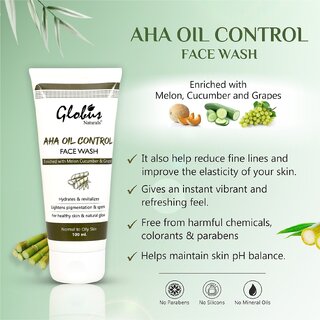 GLOBUS NATURALS AHA Oil Control Face Wash With Melon Cucumber & Grapes 100ml 100ml GLOBUS NATURALS AHA Oil Control Face Wash With Melon Cucumber & Grapes 100ml 100ml