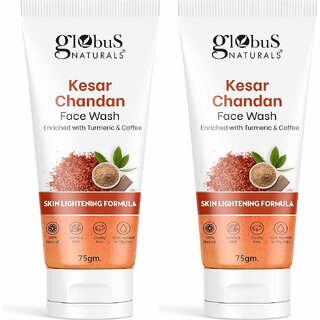 Globus Naturals Kesar Chandan Skin Lightening & Tan Removal Face wash, For Natural Glow & Spotless Skin, Natural & Ayurvedic Formula, Chemical Free, Suitable For All Skin Types, 75 gm, Set of 2 Globus Naturals Kesar Chandan Skin Lightening & Tan Removal Face wash, For Natural Glow & Spotless Skin, Natural & Ayurvedic Formula, Chemical Free, Suitable For All Skin Types, 75 gm, Set of 2