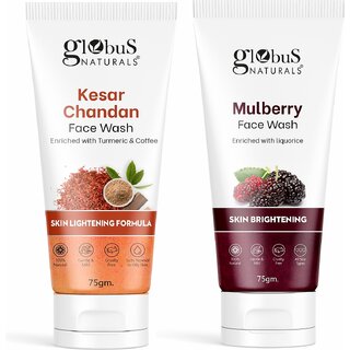                       GLOBUS NATURALS Skin Lightening  Tan Removal Mulberry  Kesar Chandan  Facewash Combo Pack 150g                                              