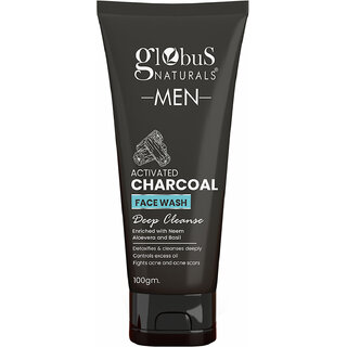Globus Naturals Anti Pollution & Anti Acne Charcoal Face Wash, Detoxifying Cleanser, Fights Pollution and De-Tans skin, For Men with Oily & Acne Prone Skin, 100 gms Globus Naturals Anti Pollution & Anti Acne Charcoal Face Wash, Detoxifying Cleanser, Fights Pollution and De-Tans skin, For Men with Oily & Acne Prone Skin, 100 gms