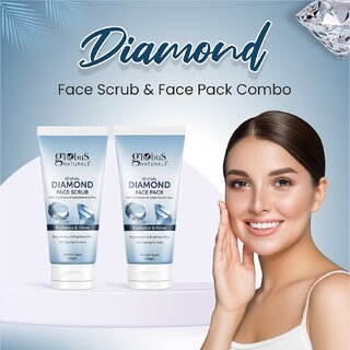                      Globus Naturals Shine Boosting Diamond Face Care Combo - Face Scrub & Face Pack                                              