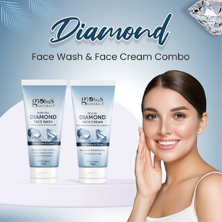                       Globus Naturals Shine Boosting Diamond Face Care Combo - Face Wash & Face Cream                                              