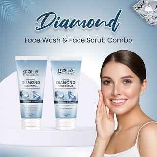                       Globus Naturals Shine Boosting Diamond Face Care Combo - Face Wash & Face Scrub                                              