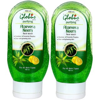                       GLOBUS NATURALS ALOE VERA & NEEM TULSI Face Wash Pack of 2 200ml                                              