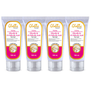 Globus Remedies Anti Acne Glycolic & 1% Salicylic Acid Face wash, For Oily & Acne Prone Skin, 100 ml, Set of 4 Globus Remedies Anti Acne Glycolic & 1% Salicylic Acid Face wash, For Oily & Acne Prone Skin, 100 ml, Set of 4