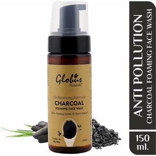                       GLOBUS NATURALS Charcoal Anti Pollution & Acne Control Foaming Face wash 150ml                                              