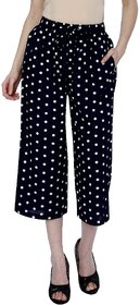 TNQ Women Rayon Dotted Capri Culottes  Polka Dotted Capri  Short Trouser  Belted Culottes