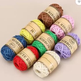 Madkraft Jute Thread (Rope) for Art n Craft, DIY, Crafting and Creativity (Multicolor Color 10M,Pack of 6)