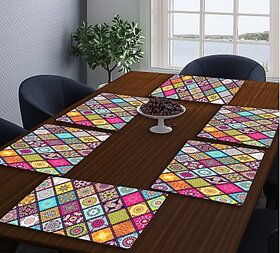 REVEXO Rectangular Pack of 6 Table Placemat  (Multicolor, Maroon, PVC)