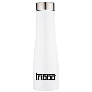                       TRIBBO Stainless Steel Water Bottle 750 ML Water Bottles For Fridge School,Gym,Home,office,Boys   Girls Kids Leak Proof(WHITESTEEL CAP SET OF 1 750 ML Model-Flora)                                              