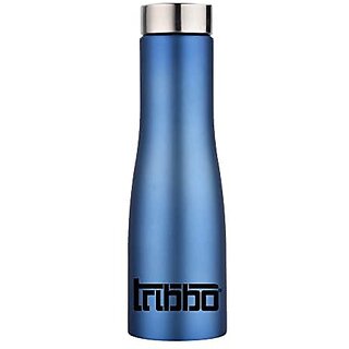                       TRIBBO Stainless Steel Water Bottle 750 ML Water Bottles For Fridge School,Gym,Home,office,Boys   Girls Kids Leak Proof(BLUESTEEL CAP SET OF 1 750 ML Model-Flora)                                              