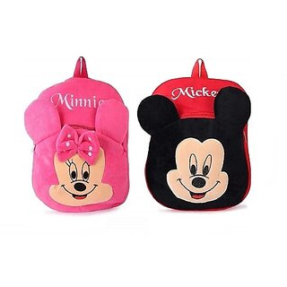                       Aurapuro Mickey And Minnie Bag Soft Material School Bag For Kids School Bag (Red, 10 L)                                              