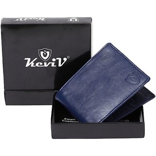                       Keviv Men Casual, Formal Blue Genuine Leather Wallet - Mini (10 Card Slots)                                              