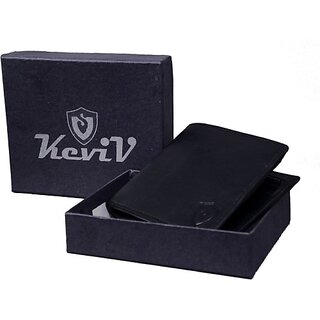                       Keviv Men Black Genuine Leather Wallet - Regular Size (5 Card Slots)                                              