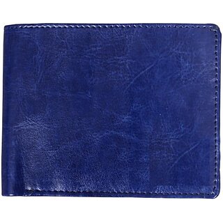                       Keviv Men Casual Blue Genuine Leather Wallet - Mini (5 Card Slots)                                              