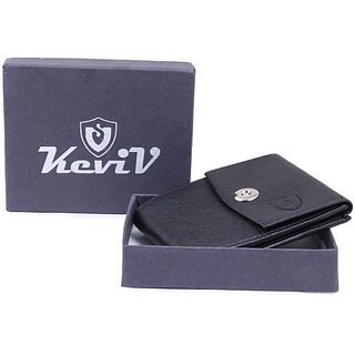                       Keviv Men Casual Black Artificial Leather Wallet - Mini (8 Card Slots)                                              