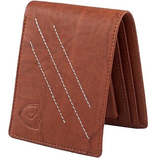                       Keviv Men Brown Genuine Leather Wallet - Mini (10 Card Slots)                                              