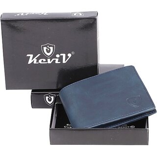                       Keviv Men Casual, Formal Blue Genuine Leather RFID  Wallet (4 Card Slots)                                              