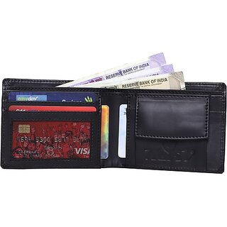                       Keviv Men Black Genuine Leather Wallet (4 Card Slots)                                              