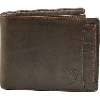                       Keviv Men Casual Brown Genuine Leather Wallet - Mini (9 Card Slots)                                              