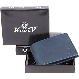                       Keviv Men Blue Genuine Leather Wallet (4 Card Slots)                                              