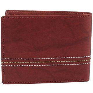                       Keviv Men Red Genuine Leather Wallet - Mini (10 Card Slots)                                              