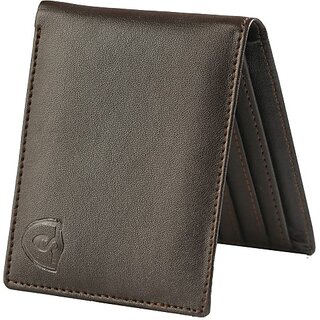                       Keviv Men Casual Brown Genuine Leather Wallet - Mini (10 Card Slots)                                              