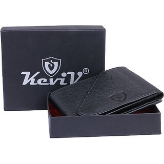 Keviv Men Casual Black Artificial Leather Wallet - Mini (5 Card Slots)