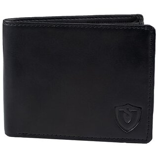                       Keviv Men Casual Black Genuine Leather Wallet - Mini (3 Card Slots)                                              