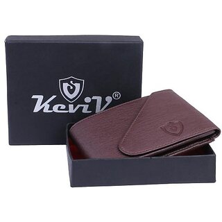                       Keviv Men Casual Brown Artificial Leather Wallet - Mini (10 Card Slots)                                              