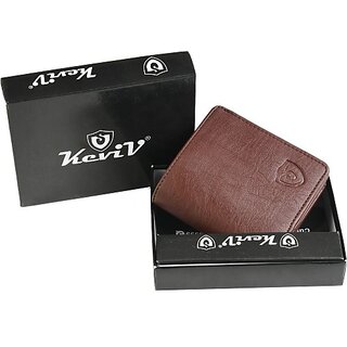                       Keviv Men & Women Casual, Formal, Travel Brown Artificial Leather Wallet - Mini (12 Card Slots)                                              