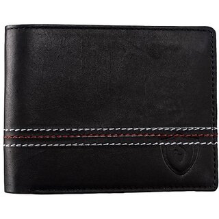                       Keviv Men Casual Black Genuine Leather Wallet - Mini (10 Card Slots)                                              