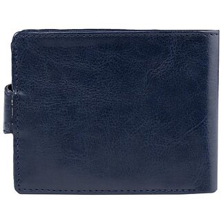                       Keviv Men Casual Blue Genuine Leather Wallet - Mini (10 Card Slots)                                              