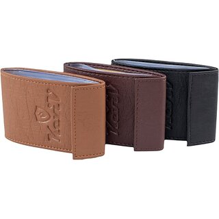                       Keviv Men Casual Tan, Black, Brown Artificial Leather Card Holder - Mini (6 Card Slots, Pack of 3)                                              