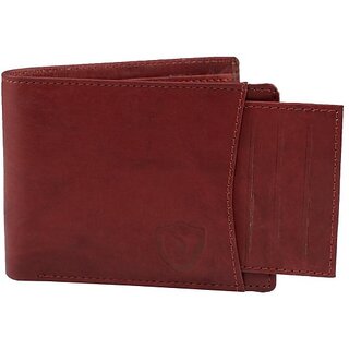                       Keviv Men Casual Maroon Genuine Leather Wallet - Mini (10 Card Slots)                                              