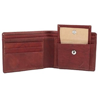                       Keviv Men Casual Brown Genuine Leather Wallet - Mini (10 Card Slots)                                              