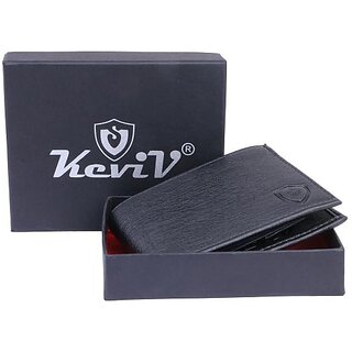                       Keviv Men Casual Black Artificial Leather Wallet - Mini (7 Card Slots)                                              
