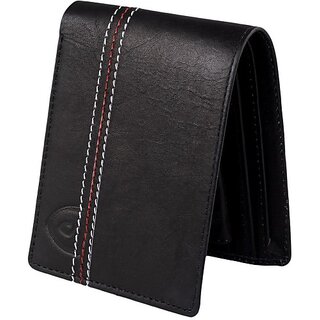                       Keviv Men Casual Black Genuine Leather Wallet - Mini (5 Card Slots)                                              