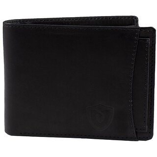                       Keviv Men Casual Black Genuine Leather Wallet - Mini (8 Card Slots)                                              
