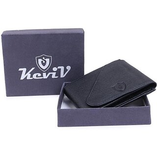                       Keviv Men Casual Black Artificial Leather Wallet - Mini (1 Card Slot)                                              