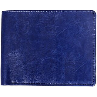                       Keviv Men Casual Blue Genuine Leather Wallet - Mini (10 Card Slots)                                              