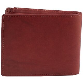                       Keviv Men Casual Red Genuine Leather Wallet - Mini (8 Card Slots)                                              