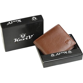                      Keviv Men Casual Tan Artificial Leather RFID  Wallet - Mini (10 Card Slots)                                              
