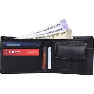                       Keviv Men Casual Black Genuine Leather RFID  Wallet (10 Card Slots)                                              