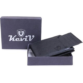                       Keviv Men Casual Black Artificial Leather Wallet - Mini (3 Card Slots)                                              