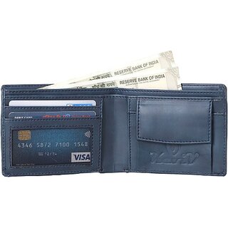                       Keviv Men Casual, Formal Blue Genuine Leather RFID  Wallet (5 Card Slots)                                              
